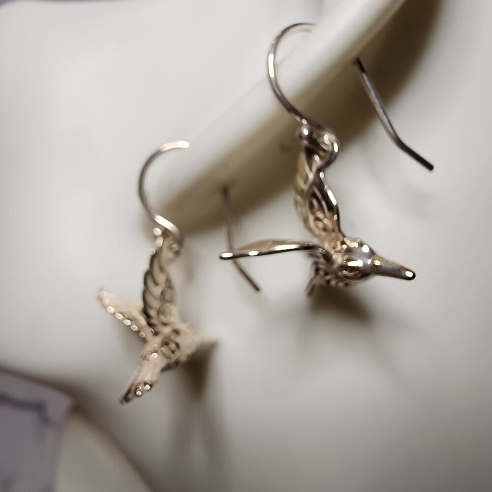 925 Hummingbird Dangle Earrings - Picture 4 of 7